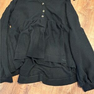 SO Black Waffle Knit Henley Sweater